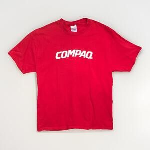 Compaq Red Vintage Hanes Beefy-T Logo Branded Clothing T-Shirt Adult XL